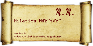 Miletics Máté névjegykártya