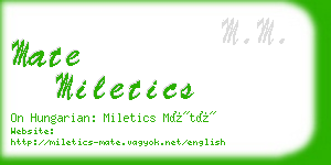 mate miletics business card